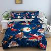 Santa Claus Pattern Bedding Set Christmas Deer Duver Cover Set for Kids Boys Girls Quilt Cover Queen Polyester Comforter Cover