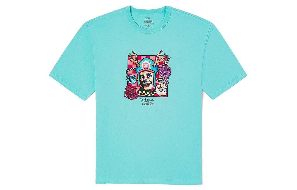 Vans X One Piece Король Воров Совместная Коллекция Футболки Унисекс Озерно-Голубой Круглый Вырез Умеренный Прямой Крой VN0008FVNAX