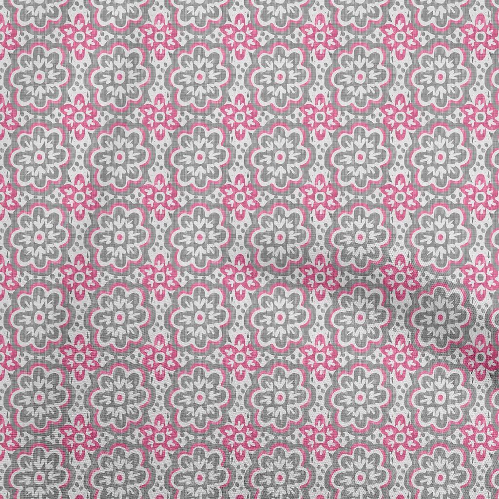 oneOone Cotton Flex Fuschia Pink Fabric Asian Block Craft Projects Decor Fabric Printed By The Yard 40 Inch
