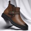 Новые зимние ботинки, новые роскошные брендовые мужские мотоциклетные ботинки, высокие универсальные кожаные ботинки, мужские деловые ботильоны с боковой молнией