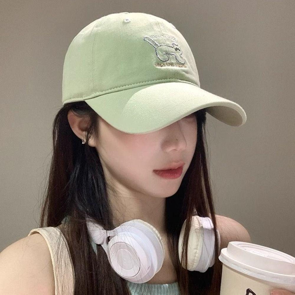 Adjustable Sunscreen Baseball Cap Breathable Cotton Peaked Hat Cat Embroidered Cap Unisex