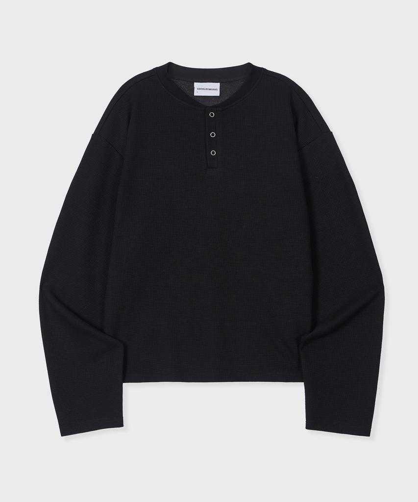 GLW Однотонная вафельная укороченная футболка-henley Черная