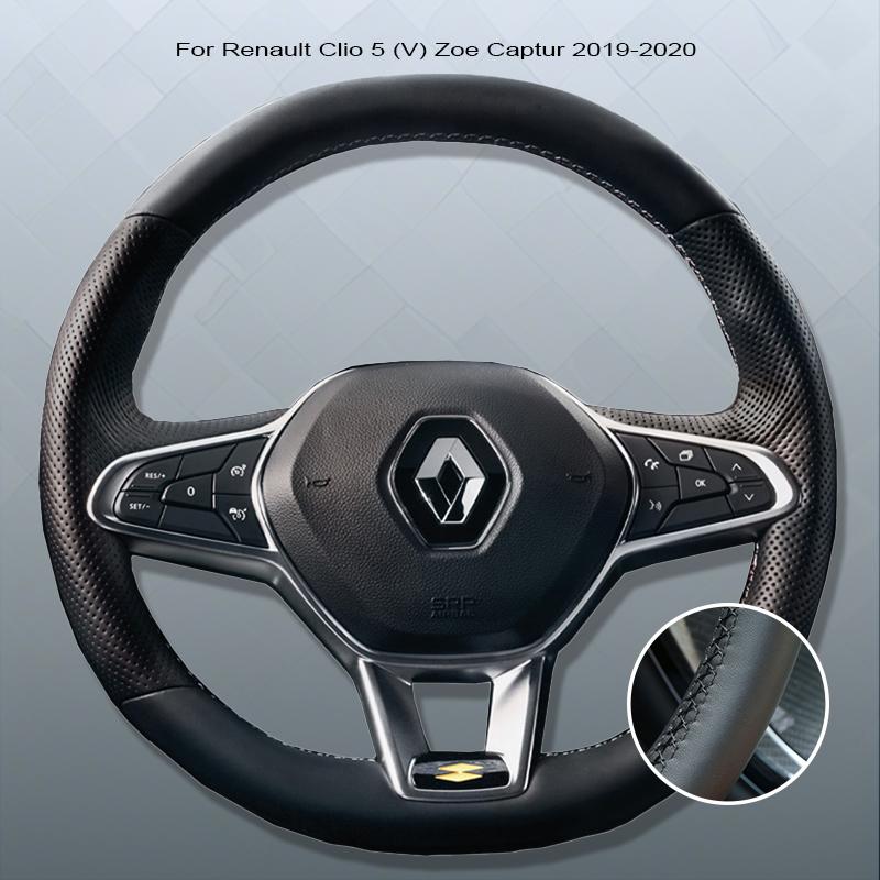 CSQK9 Microfibre Leather Car Steering Wheel Cover For Renault Clio 5 (V) Zoe Captur 2019-2020 Custom DIY Auto Steering Wheel Case