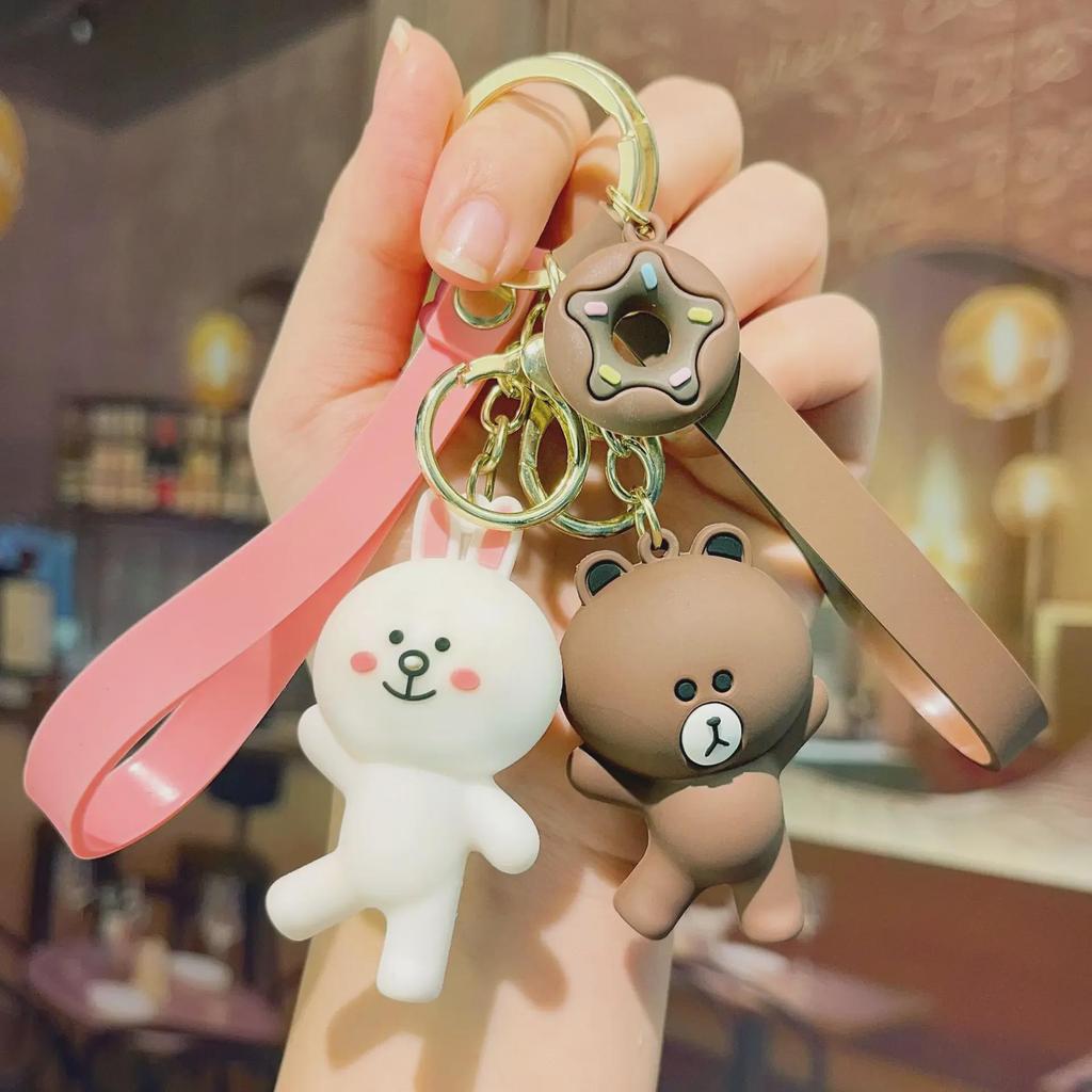 Корейский мультяшный брелок с изображением медведя и кролика - милый подарок