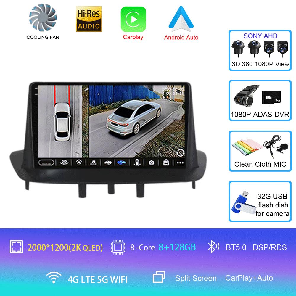 Автомобильное радио Android 14 для Renault Megane 3 Fluence 2008-2014 Мультимедийный видеоплеер Навигация Стерео DVD Carplay Головное устройство WIFI