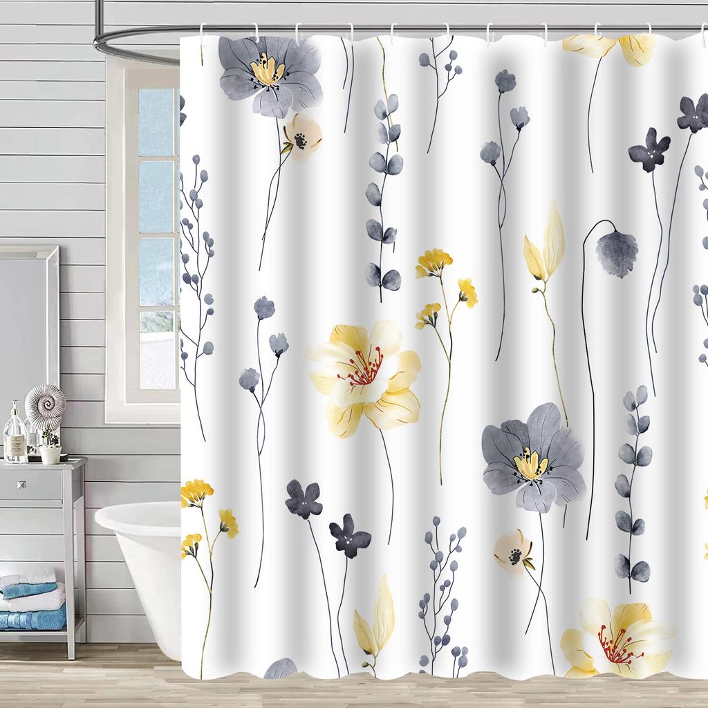 Flower Leaf Bathroom Thickened Waterproof And MildewProof Shower Curtain Design