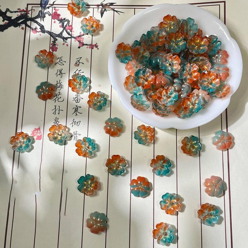 14 мм стеклянные бусины в виде цветов, браслет ручной работы, ожерелье, серьги, ювелирный материал, инструменты для самостоятельного изготовления, аксессуары для изготовления ювелирных изделий