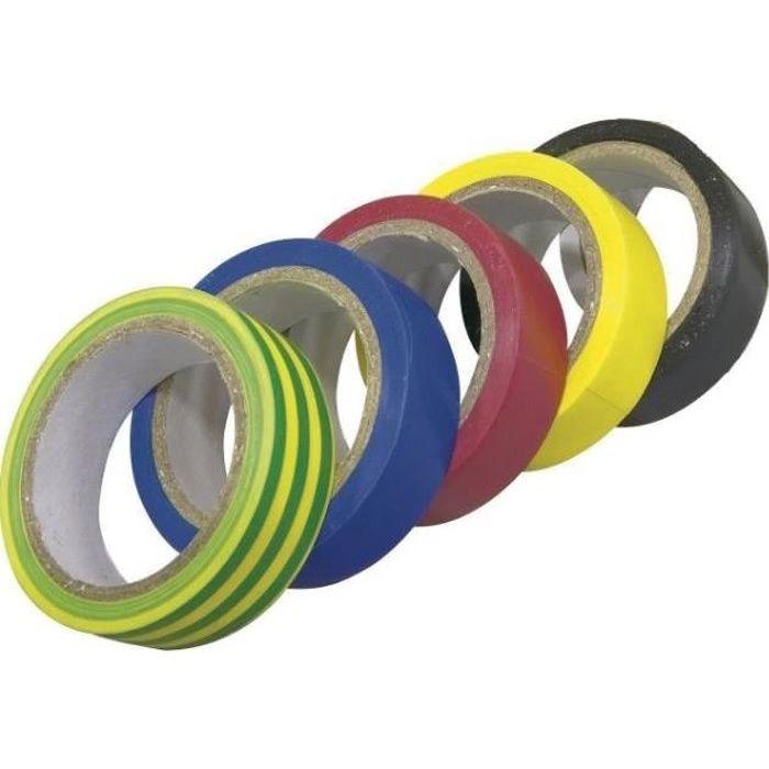 Ruban Scotch Adhésif - 10m x 15mm - Coloris Assortis - Isolation Électrique