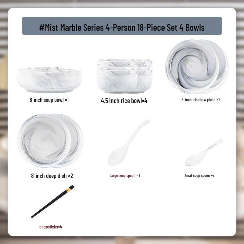 Móde Lánqia Marble Pattern 32-Piece Ceramic Dinnerware Set