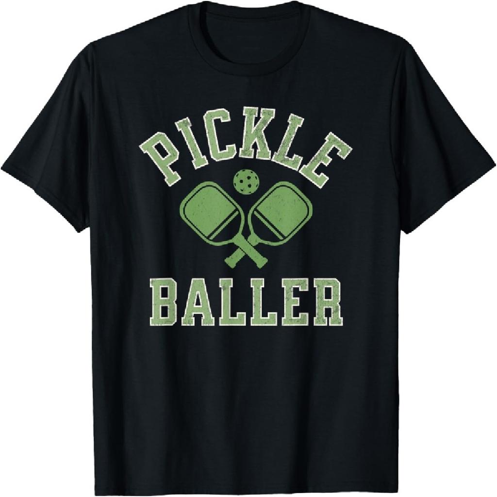 Pickle Baller Shirt Distressed Retro Athletic Pickleball T-Shirt