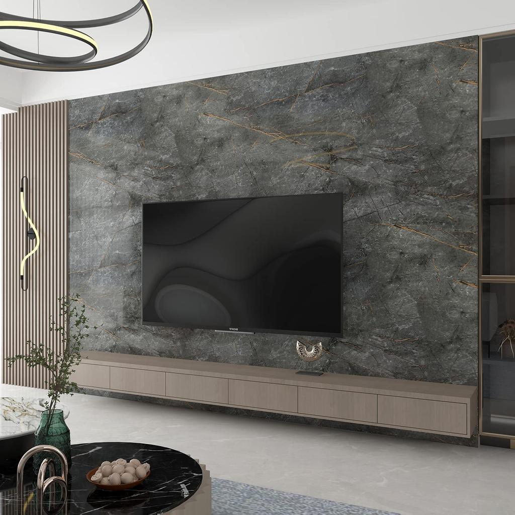 Наклейка на обои Boobest Marble, ширина 80 см, длина 4 м, толстая наклейка на обои, съемная, стильная, скандинавская, темно-серая, листовая, мраморная