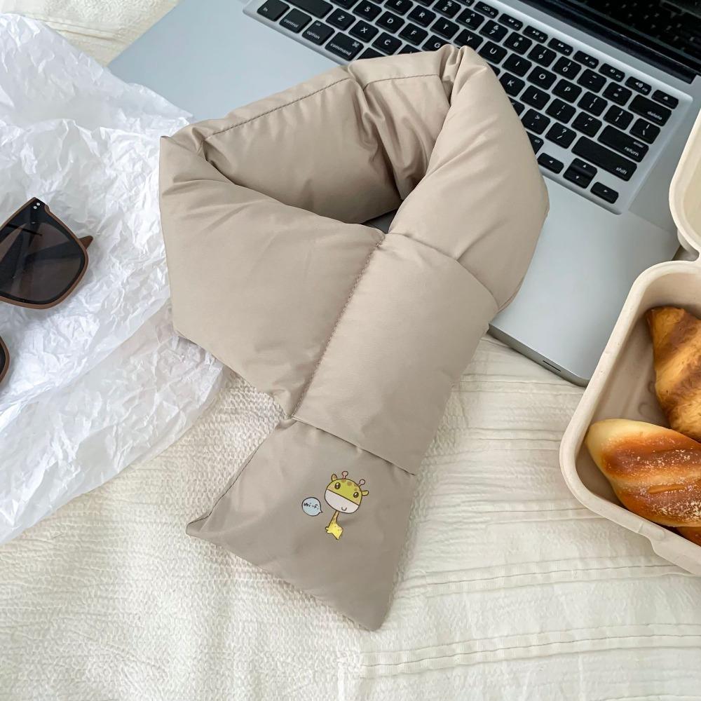 Windproof Down Cotton Scarf Solid Color Thermal Warm Scarf Fashion Winter Cross Scarf Outdoor