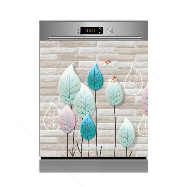 3D бамбуковая текущая вода, свеча, камень, посудомоечная машина, холодильник, морозильная наклейка, детская художественная крышка двери холодильника, обои, кухонный декор