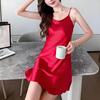 Women's Sexy Satin Nightgown Round Neck Silky Slip Nightdress Spaghetti Strap Sleeveless