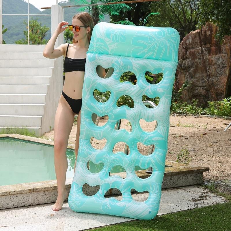 Durable Inflatable Water Floating Bed For Adults Extra Thick PVC Material Leaf Design Pool Mat