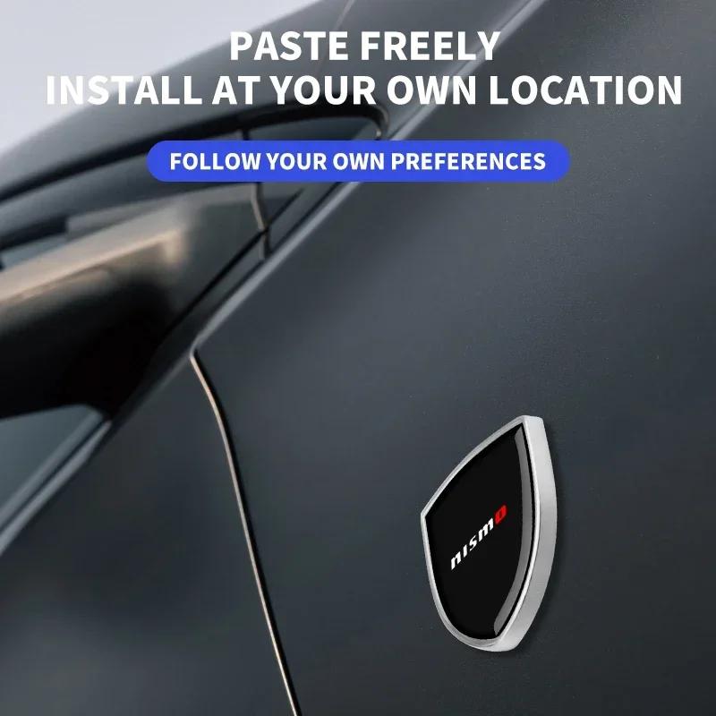1/2pcs 3D Car Styling Shield Emblem Badge Metal Stickers Decor Decals For Nissan Nismo Qashqai Teana X Trail T32 T31 Tiida Juke