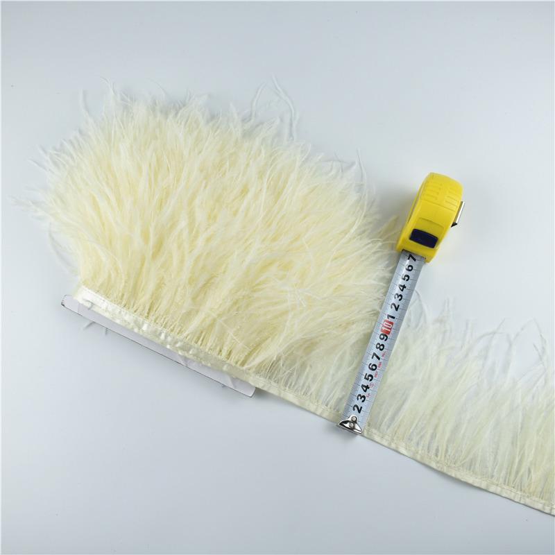 Feather1M 5M 10Meters Ostrich Feather Skirt Fringe Trims 10-15CM Ostrich Feather Ribbon Feathers for Crafts Wedding Feathers Decoration