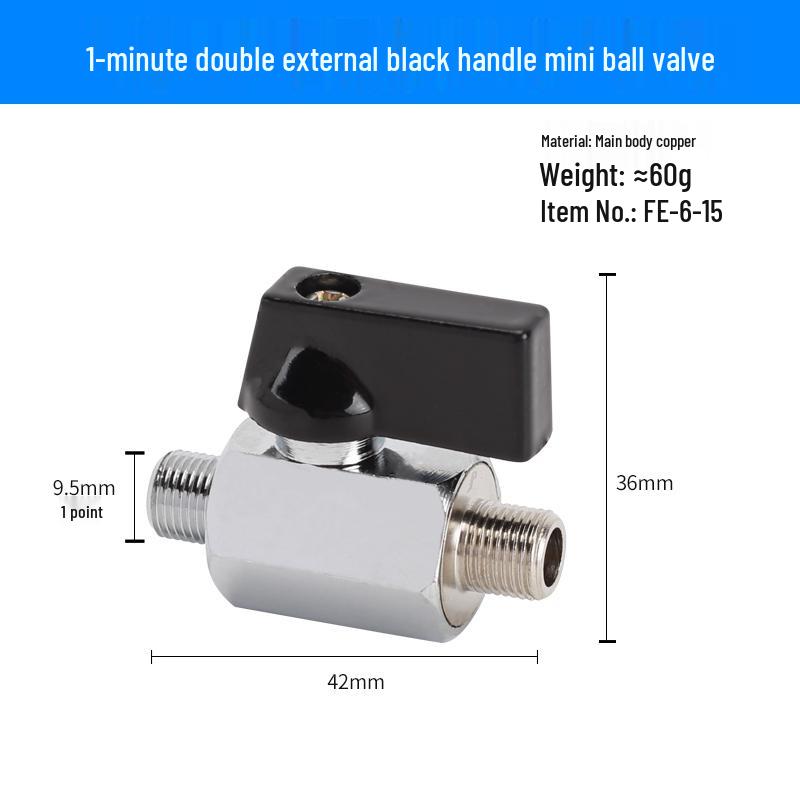 Super Short Mini Brass Ball Valve, 1/8" - 1/2" Thickened Male & Female Valve Switch