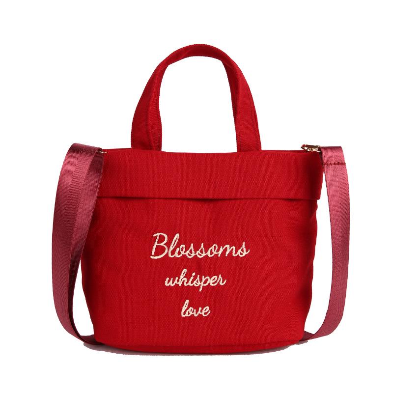 2025 Women's Fashion Canvas Embroidered Tote - Casual Crossbody Small Bucket Bag