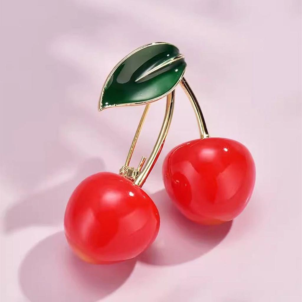 Exquisite Cherry Brooch Cherry Brooch Fun Clothing Jewelry Unique Badges Alloy Texture Suitable for Theme Event