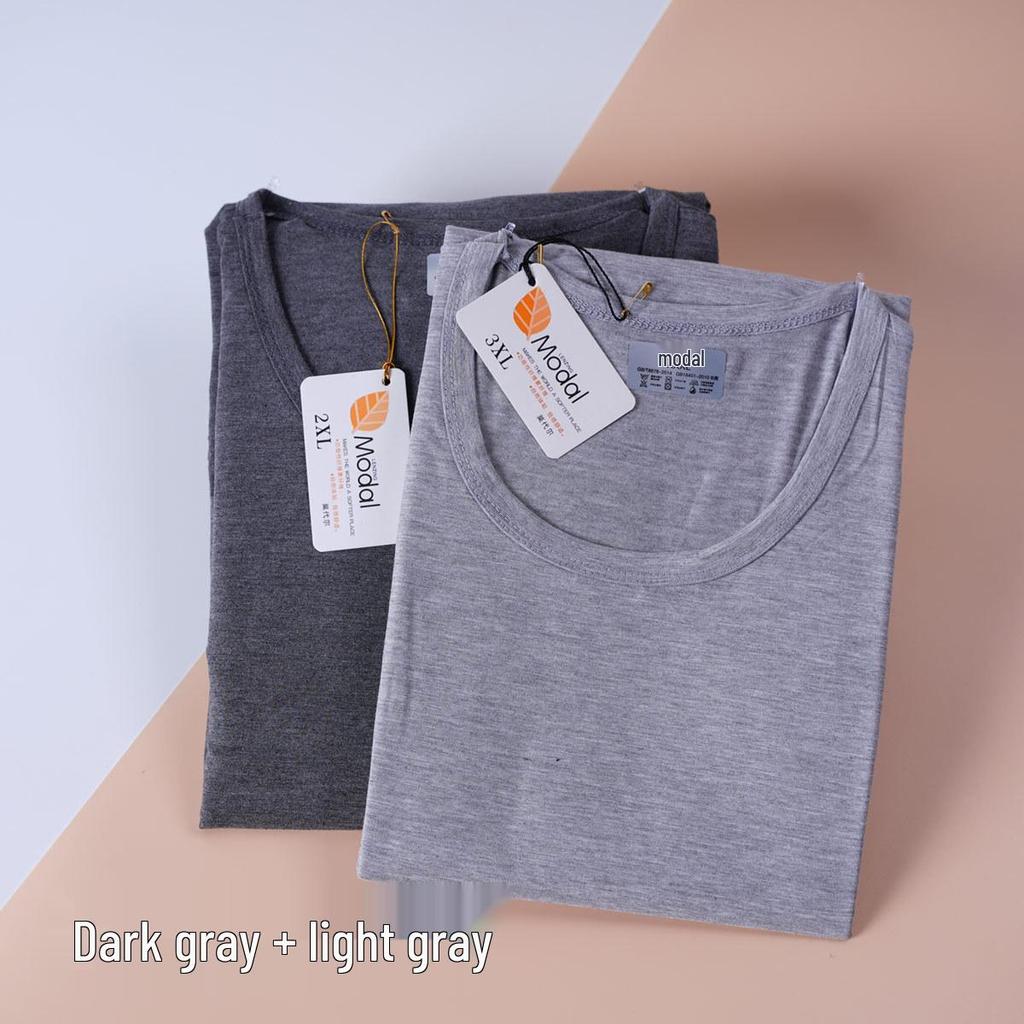 Мужской термокомплект из модала и хлопка с длинным рукавом - Легкий базовый слой с круглым вырезом для осени и зимы