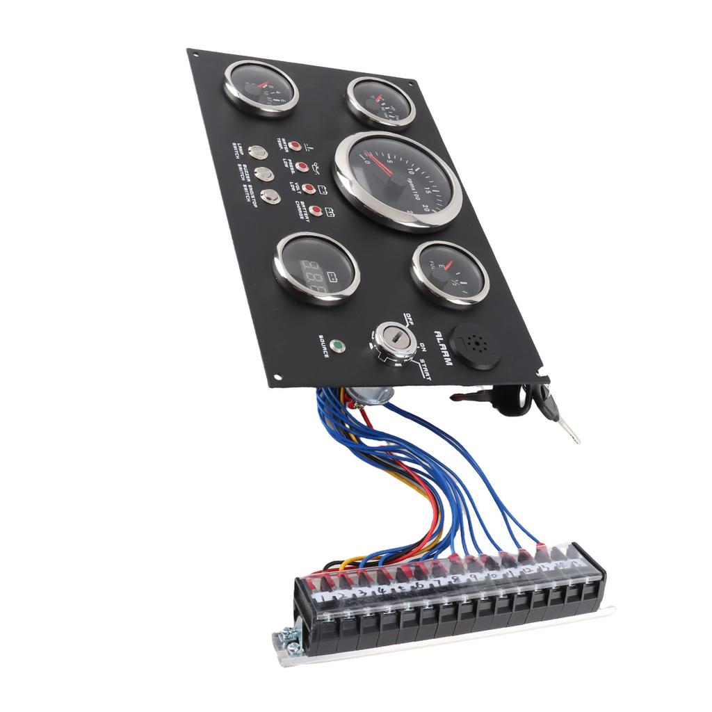 5 Gauge Set Instrument Panel Red LED 12 24V 85mm Tachometer Fuel Level Water Temperature Oil Pressure Volt Gauge