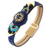 [Q8774] - Golden Blue 'Boho' Designer Bracelet - 19 Cm - 60x20 Mm