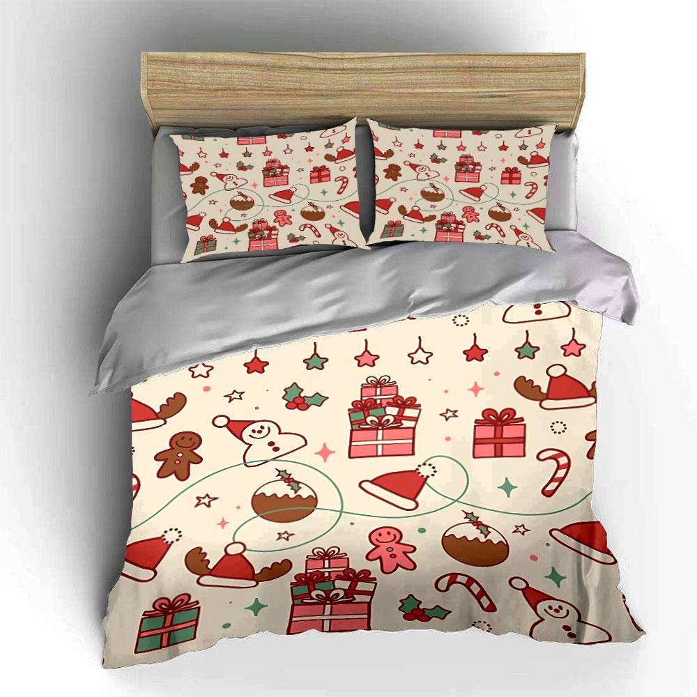 Christmas Gifts and Pattern Bedding Duvet Cover Set Duvet Cover Pillowcases (1*Duvet Cover 2*Pillowcases, without duvet insert)