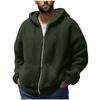 Men'S Winter Zipper Hooded Fleece Sweatshirt With Patch Pocket Casual Jacket