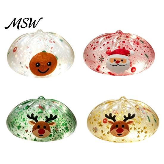 Toys for Adults Glitter Bun Stress Relief Toy, Soft TPR Slow Rising Sensory Christmas Party Favors Squeeze Fidget Toy Anxiety Relief, Holiday