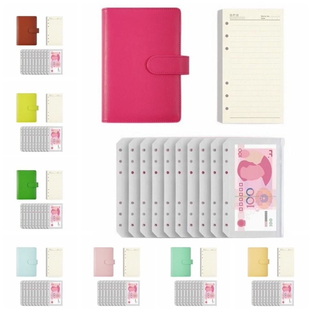 A6 Saving Money Binder Macarone Color Budget Binder Loose-Leaf Notebook Savings Handbook