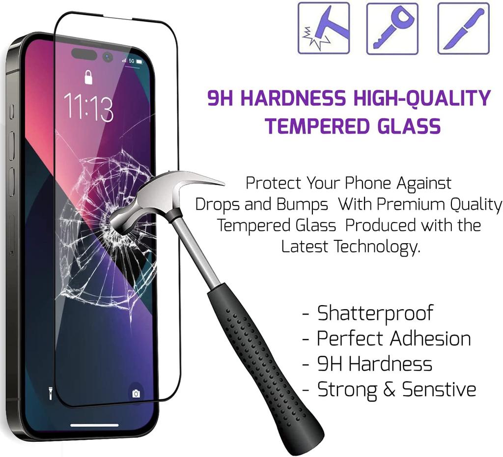 2 упаковки защитного закаленного стекла для iPhone 14 серии 13 12 11 Pro Max XR X Xs Max Защитная пленка для экрана iPhone 13 12 Mini 7 8 6 Plus SE 2020 Стекло