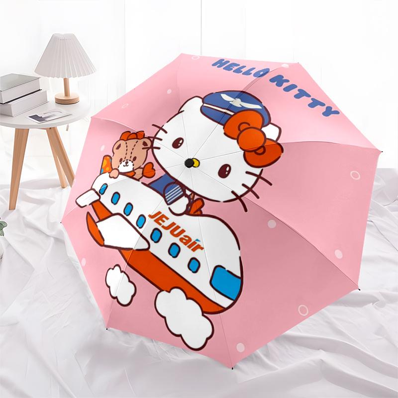 1pc Hello Kitty JEJUair Automatic Folding Umbrella - Portable 3-Fold Design, 8-Bone Iron Frame Outdoor Umbrella, Ideal Gift for Fans, Travelers, Every