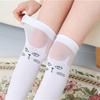 Детские белые длинные носки, кавайные милые носки до бедра с котом, кружевные носки с героями мультфильмов, весна-лето