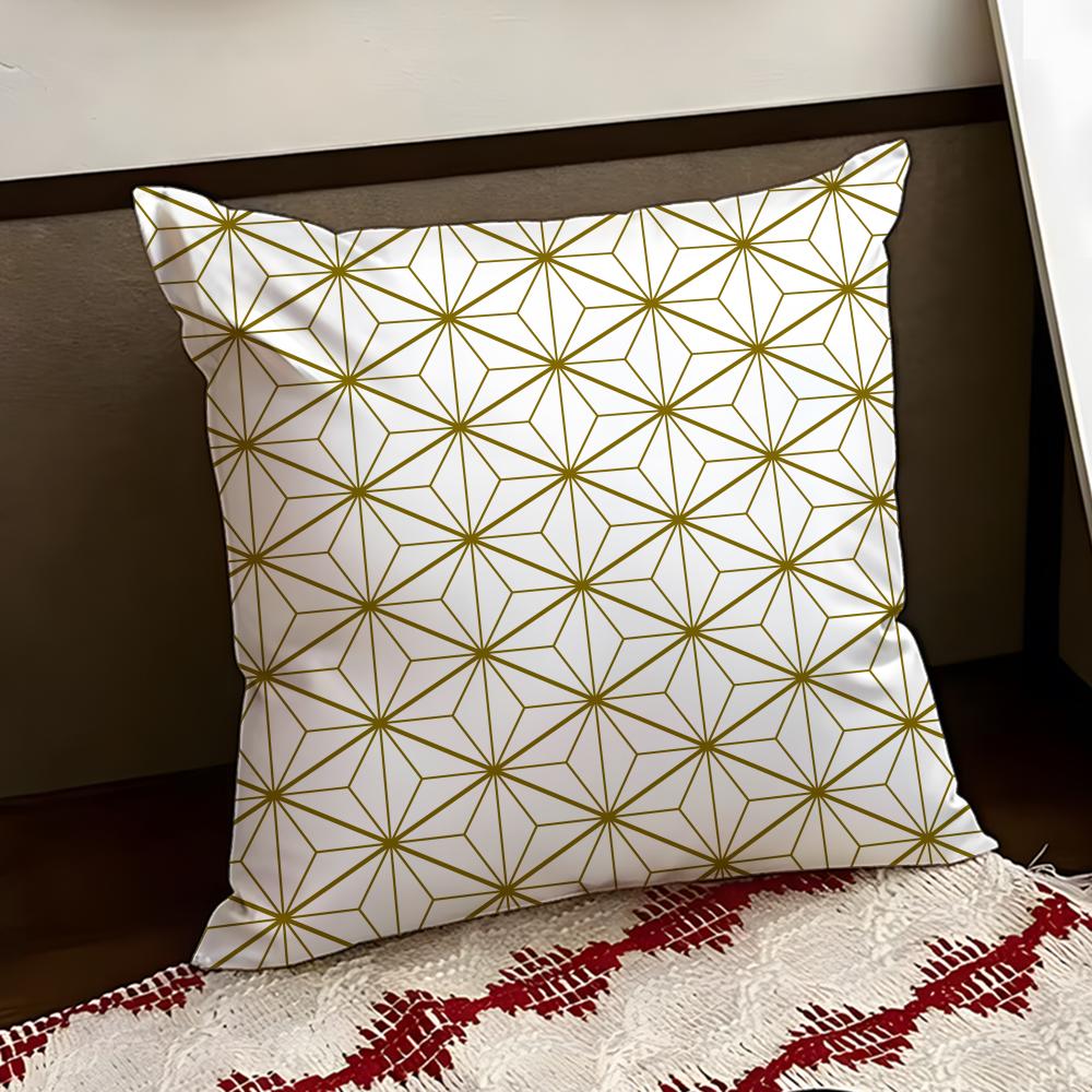Japanese GGolden Lines Cushion Cover Reversible Soft Durable Pillow Cover Home  Car MultiScene Use for Daily Comfort