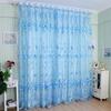 Tulip Flower Sheer Window Curtain Beads Tassel Door Scarf Drapes Valance Home Supplies