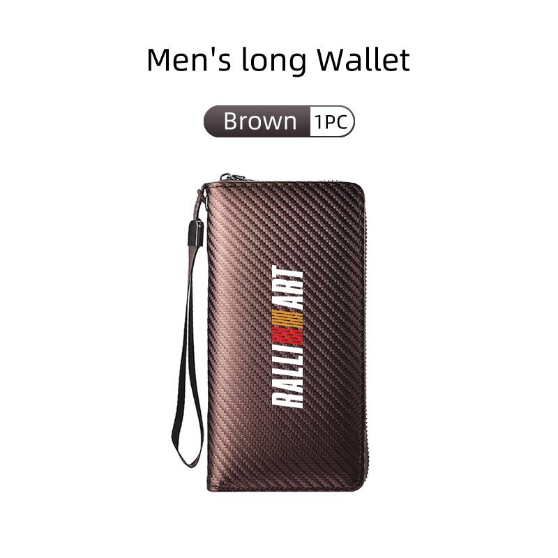 xkhr10 For Mitsubishi Men Business Long Wallet Carbon Fibre Coin Purse Key Holder Bank Card Bag Outlander Lancer Eclipse Mirage Xpander