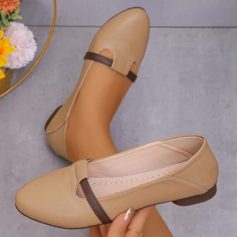 Модная обувь на мягкой подошве для женщин новая весна/осень дышащая с острым носком ретро однотонная мелкая удобная обувь для мамы