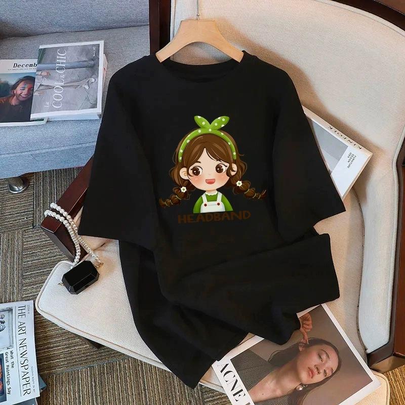 Футболка из чистого хлопка белого цвета с короткими рукавами для женщин на лето, новый большой размер, свободный дизайн, тонкий топ с короткими рукавами и принтом