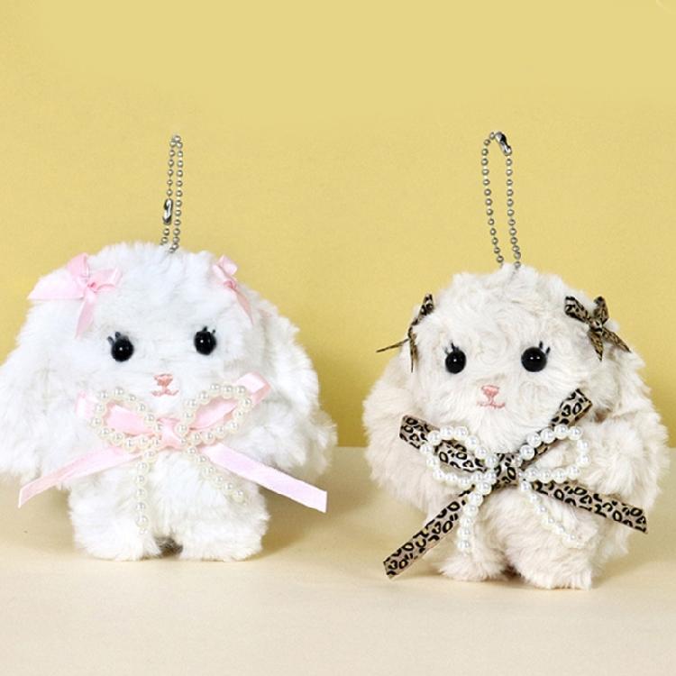 Брелок-кролик с длинными ушами и бантом Плюшевая игрушка Держатель для ключей Стильный аксессуар для студенческой сумки Подарок для девочек и подростков