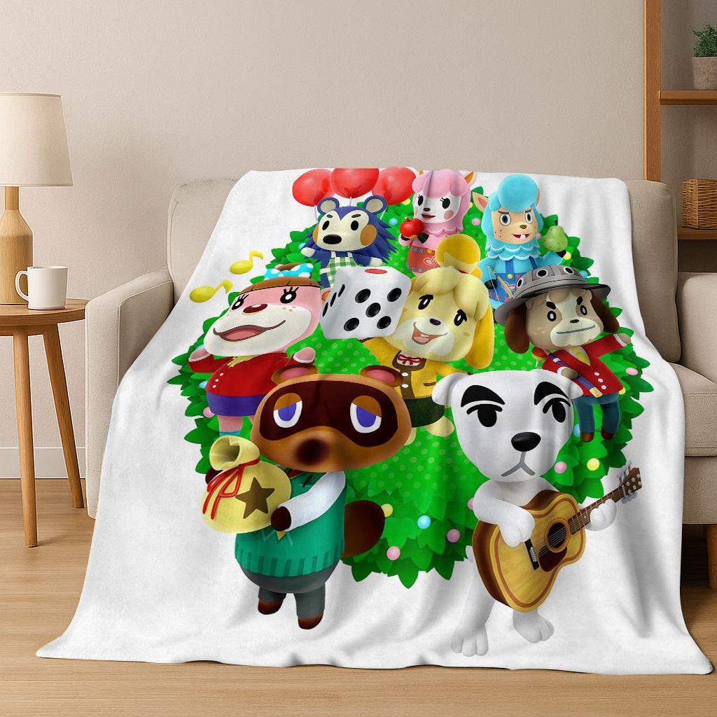 Мультяшное фланелевое одеяло Animal Crossing Wild World, Уютное мягкое плед-покрывало для дома, спальни, кровати, дивана, пикника, Подарок для детей