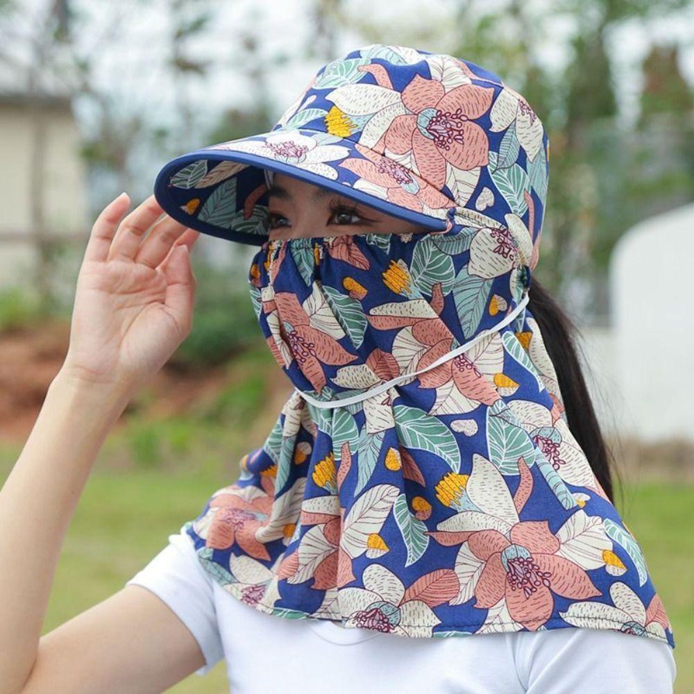 Anti-UV Tea Picking Cap Wide Brim Sunscreen Hat Casual Women's Ponytail Hat Outdoor