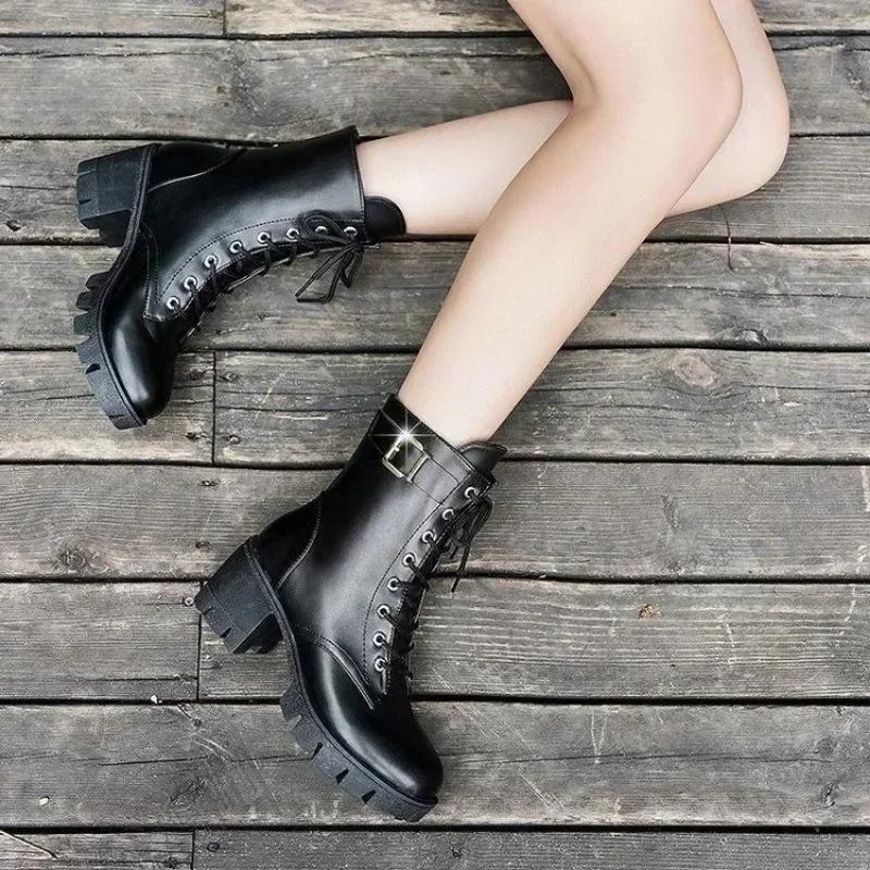 ZANPACE кожаные женские ботинки на высоком каблуке шерстяные теплые туфли для женщин большого размера 42 зимние высококачественные ботинки на платформе для снега