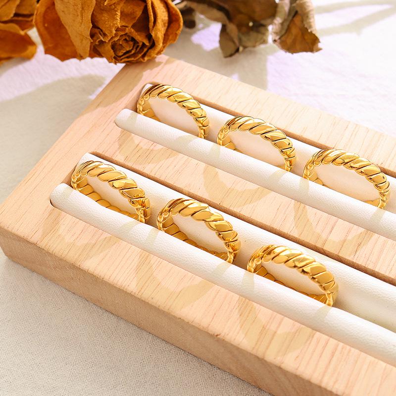 Французские ретро геометрические кольца для пары из нержавеющей стали с 18-каратным золотым покрытием - нишевый INS стиль