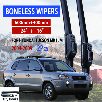Для Hyundai Tucson MK1 JM 2004-2009 автомобильный стеклоочиститель U-образный мягкий резиновый бескаркасный без кронштейна автомобильные дворники 24"+16"