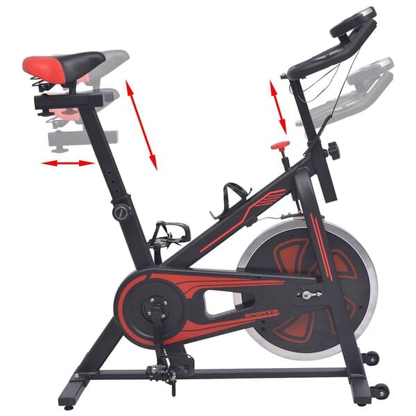 vidaXL Exercise Bike with Pulse Sensors Black and Red