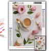 Popular 5D Diy Cross Stitch Tulips And Coffee Painting Full Drill Cross-Stitch Crafts Kit Wall Sticker Home Decor