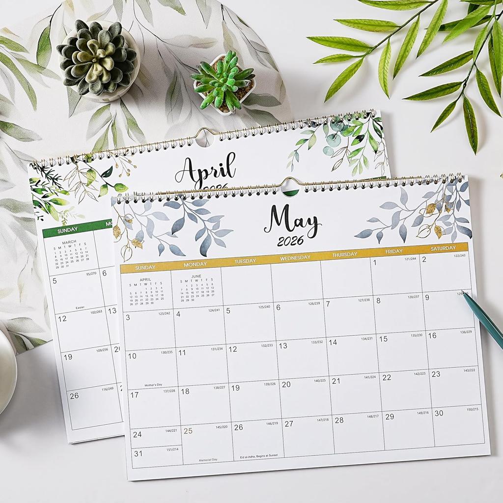 2026 Calendar - Wall Calendar 2026-2027, January 2026 - June 2027, 14.6" x 11.4", 2026 Calendar with Julian Date, Thick Paper, Twin-Wire Binding,