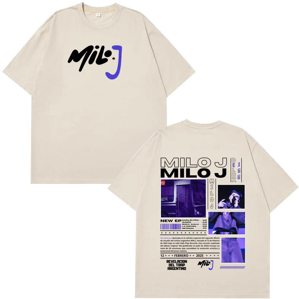 Rapper Milo J 166 Tour 2026 Album T Shi6rts Men Retro High Quality Short Sleeve Tshirts Oversized Tee Cotton TShirt Streetwear
