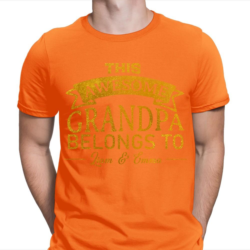 This Awesome Grandpa Belongs To Personalised Fathers Day Birthday T Shirt 2T1A1